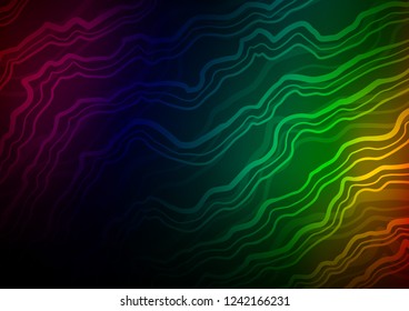 Dark Multicolor, Rainbow vector backdrop with bent lines. Modern gradient abstract illustration with bandy lines. The best blurred design for your business.
