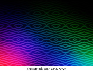 Dark Multicolor, Rainbow vector backdrop with lines, cubes. Glitter abstract illustration with colorful lines, rhombuses. Pattern for business booklets, leaflets.