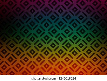 Dark Multicolor, Rainbow vector backdrop with lines, cubes. Colorful illustration with lines, cubes on abstract template. Best design for your ad, poster, banner.