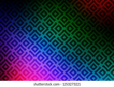 Dark Multicolor, Rainbow vector backdrop with lines, cubes. Glitter abstract illustration with colorful lines, rhombuses. Smart design for your business advert.