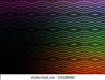 Dark Multicolor, Rainbow vector backdrop with lines, cubes. Colorful decorative design in simple style with lines, rhombuses. Backdrop for TV commercials.