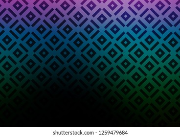Dark Multicolor, Rainbow vector backdrop with lines, cubes. Colorful illustration with lines, cubes on abstract template. Pattern for business booklets, leaflets.
