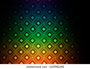 Dark Multicolor, Rainbow vector backdrop with lines, cubes. Colorful lines, squares on abstract background with gradient. Best design for your ad, poster, banner.