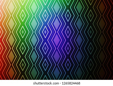 Dark Multicolor, Rainbow vector backdrop with lines, cubes. Shining colorful illustration with lines, rectangles. Best design for your ad, poster, banner.