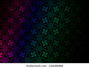 Dark Multicolor, Rainbow vector backdrop with lines, rhombus. Illustration with set of colorful triangles, squares. Pattern can be used for websites.