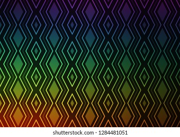 Dark Multicolor, Rainbow vector backdrop with lines, cubes. Colorful decorative design in simple style with lines, rhombuses. Pattern for websites, landing pages.
