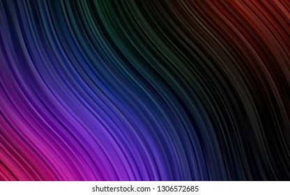 Dark Multicolor, Rainbow vector backdrop with bent lines. Creative illustration in halftone marble style with gradient. A new texture for your  ad, booklets, leaflets.