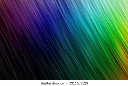 Dark Multicolor, Rainbow vector backdrop with bent lines. Shining illustration, which consist of blurred lines, circles. A completely new marble design for your business.