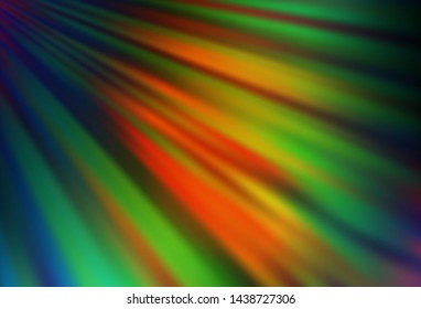 Dark Multicolor, Rainbow vector backdrop with long lines. Blurred decorative design in simple style with lines. Pattern for business booklets, leaflets.