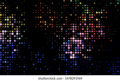 Dark Multicolor, Rainbow vector backdrop with dots. Glitter abstract illustration with blurred drops of rain. Template for your brand book.