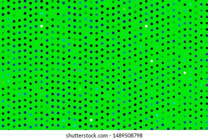 Dark Multicolor, Rainbow vector backdrop with dots. Abstract illustration with colored bubbles in nature style. Pattern of water, rain drops.