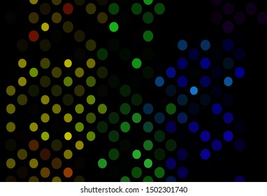 Dark Multicolor, Rainbow vector backdrop with dots. Beautiful colored illustration with blurred circles in nature style. Completely new template for your brand book.