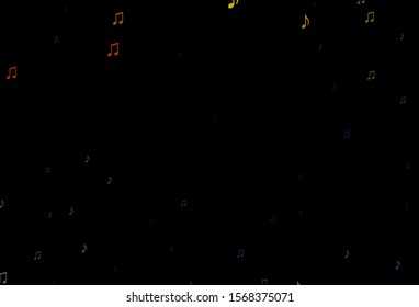 Dark Multicolor, Rainbow vector backdrop with music notes. Shining illustration of colorful gradient music notes. Pattern for websites of musitians.