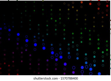 Dark Multicolor, Rainbow vector backdrop with dots. Beautiful colored illustration with blurred circles in nature style. Completely new template for your brand book.