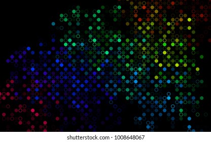 Dark Multicolor, Rainbow vector  background with bubbles. Glitter abstract illustration with blurred drops of rain. Pattern can be used as texture of water, rain drops.