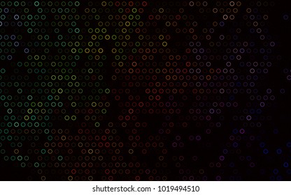 Dark Multicolor, Rainbow vector  background with dots. Illustration with set of shining colorful abstract circles. Pattern can be used as texture of water, rain drops.