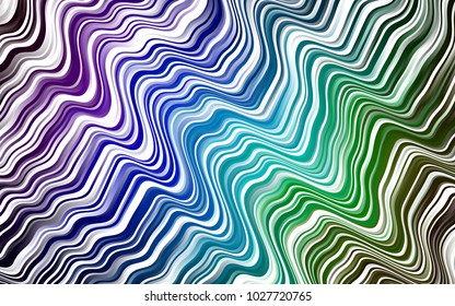 Dark Multicolor, Rainbow vector background with abstract lines. Shining illustration, which consist of blurred lines, circles. Pattern for your business design.