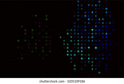 Dark Multicolor, Rainbow vector background with cards signs. Blurred decorative design of hearts, spades, clubs, diamonds. Pattern for leaflets of poker games, events.