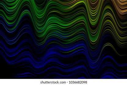 Dark Multicolor, Rainbow vector background with bent lines. Colorful abstract illustration with gradient lines. A new texture for your  ad, booklets, leaflets.