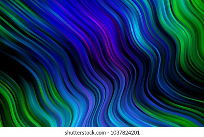 Dark Multicolor, Rainbow vector background with abstract lines. Modern gradient abstract illustration with bandy lines. Textured wave pattern for backgrounds.