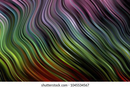 Dark Multicolor, Rainbow vector background with bent lines. Colorful abstract illustration with gradient lines. A completely new marble design for your business.