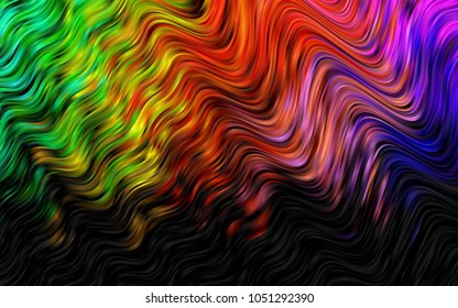 Dark Multicolor, Rainbow vector background with bent lines. A vague circumflex abstract illustration with gradient. Pattern for your business design.