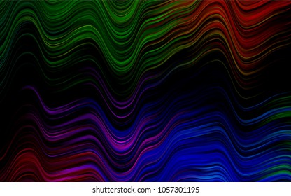 Dark Multicolor, Rainbow vector background with curved circles. Glitter abstract illustration with wry lines. A completely new marble design for your business.