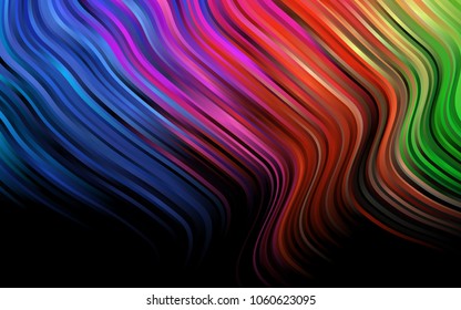 Dark Multicolor, Rainbow vector background with curved circles. A vague circumflex abstract illustration with gradient. Textured wave pattern for backgrounds.