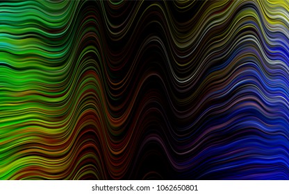 Dark Multicolor, Rainbow vector background with abstract lines. Glitter abstract illustration with wry lines. The elegant pattern for brand book.