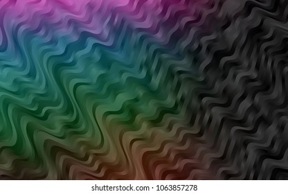 Dark Multicolor, Rainbow vector background with bent lines. Blurred geometric sample with gradient bubbles.  The best blurred design for your business.