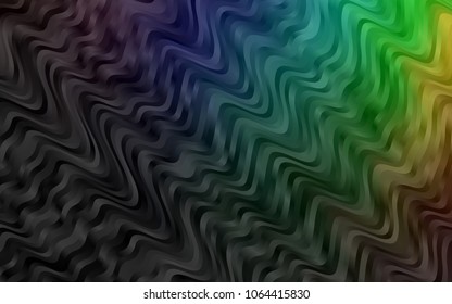 Dark Multicolor, Rainbow vector background with bent lines. Shining crooked illustration in marble style. A completely new template for your business design.