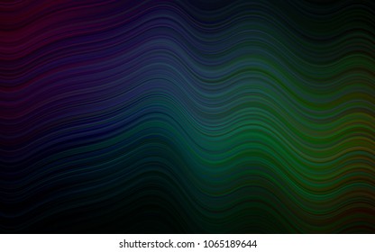 Dark Multicolor, Rainbow vector background with bent lines. Glitter abstract illustration with wry lines. Brand-new design for your ads, poster, banner.
