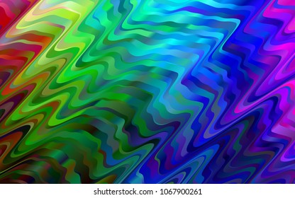 Dark Multicolor, Rainbow vector background with bent lines. Glitter abstract illustration with wry lines. The best blurred design for your business.