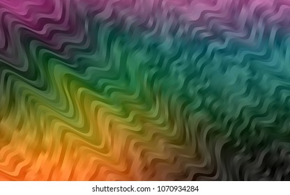 Dark Multicolor, Rainbow vector background with bent lines. Creative geometric illustration in marble style with gradient. A new texture for your  ad, booklets, leaflets.
