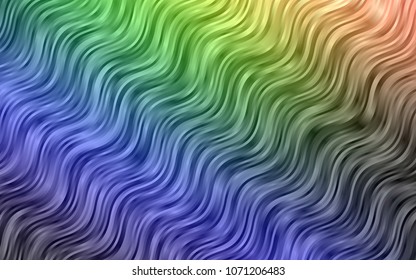 Dark Multicolor, Rainbow vector background with bent lines. Creative illustration in halftone marble style with gradient. The elegant pattern for brand book.