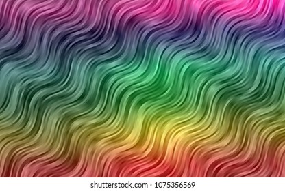 Dark Multicolor, Rainbow vector background with liquid shapes. Colorful abstract illustration with gradient lines. Brand-new design for your ads, poster, banner.