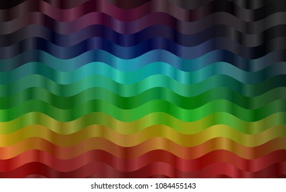 Dark Multicolor, Rainbow vector background with bent ribbons. Shining illustration, which consist of blurred lines, circles. Pattern for your business design.
