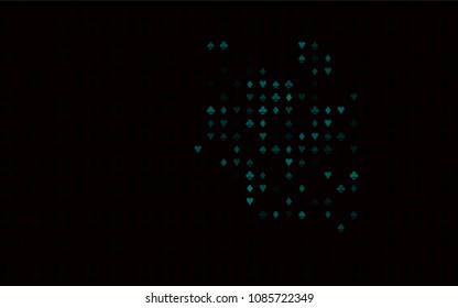 Dark Multicolor, Rainbow vector background with cards signs. Shining illustration with hearts, spades, clubs, diamonds. Pattern for booklets, leaflets of gambling houses.