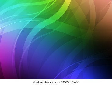 Dark Multicolor, Rainbow vector background with lamp shapes. Shining crooked illustration in marble style. Pattern for your business design.