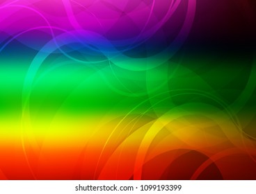 Dark Multicolor, Rainbow vector background with curved circles. A sample with blurred bubble shapes. A completely new template for your business design.