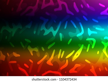Dark Multicolor, Rainbow vector background with bent lines. A sample with blurred bubble shapes. A new texture for your  ad, booklets, leaflets.