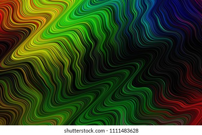 Dark Multicolor, Rainbow vector background with bent lines. A vague circumflex abstract illustration with gradient. Marble design for your web site.