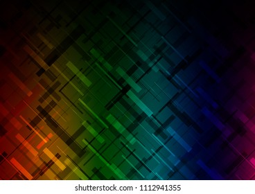 Dark Multicolor, Rainbow vector background with straight lines. Lines on blurred abstract background with gradient. The pattern can be used for busines ad, booklets, leaflets