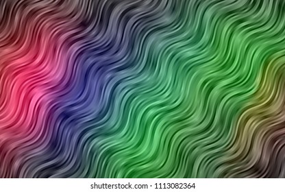 Dark Multicolor, Rainbow vector background with curved circles. Colorful abstract illustration with gradient lines. Textured wave pattern for backgrounds.