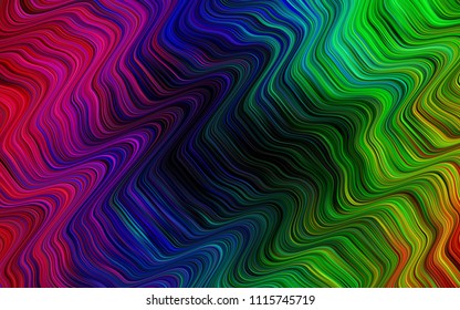 Dark Multicolor, Rainbow vector background with bent ribbons. Shining illustration, which consist of blurred lines, circles. The template for cell phone backgrounds.