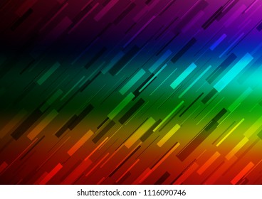 Dark Multicolor, Rainbow vector background with straight lines. Modern geometrical abstract illustration with staves. The pattern can be used as ads, poster, banner for commercial.