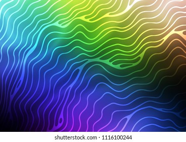 Dark Multicolor, Rainbow vector background with curved circles. Creative illustration in halftone marble style with gradient. New composition for your brand book.