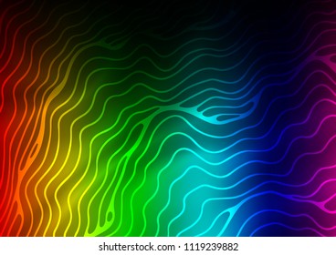 Dark Multicolor, Rainbow vector background with lamp shapes. Glitter abstract illustration with wry lines. The elegant pattern for brand book.