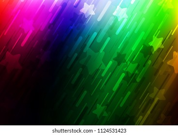Dark Multicolor, Rainbow vector background with straight lines. Shining colored illustration with narrow lines. Best design for your ad, poster, banner.