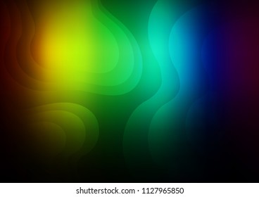 Dark Multicolor, Rainbow vector background with liquid shapes. Shining illustration, which consist of blurred lines, circles. A completely new template for your business design.